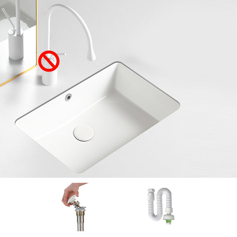 Contemporary Bathroom Sink with Pop-Up Drain Porcelain Rectangular Undermount Vanity Sink