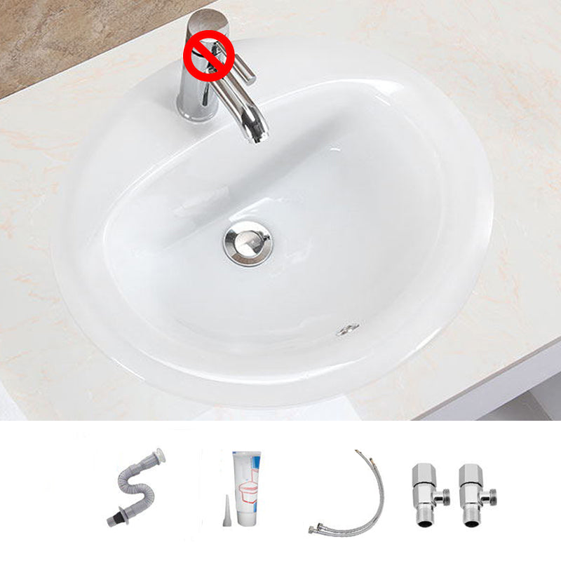 Oval Undermount Bathroom Sink Porcelain Shut-Off Valve Included Bathroom Sink