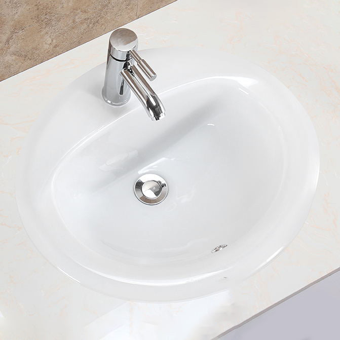 Oval Undermount Bathroom Sink Porcelain Shut-Off Valve Included Bathroom Sink