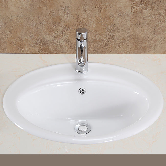 Oval Undermount Bathroom Sink Porcelain Shut-Off Valve Included Bathroom Sink