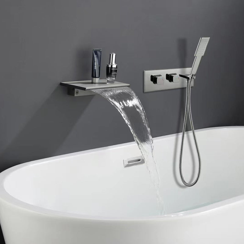 Deck Mounted Copper Roman Tub Faucet Waterfall Low Arc Roman Tub Faucet