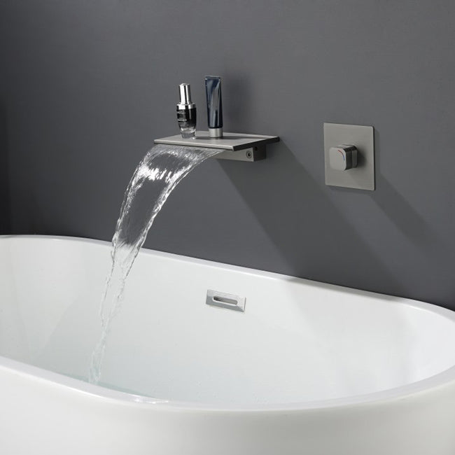 Deck Mounted Copper Roman Tub Faucet Waterfall Low Arc Roman Tub Faucet
