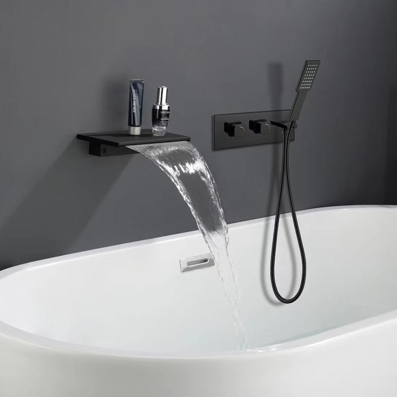 Deck Mounted Copper Roman Tub Faucet Waterfall Low Arc Roman Tub Faucet