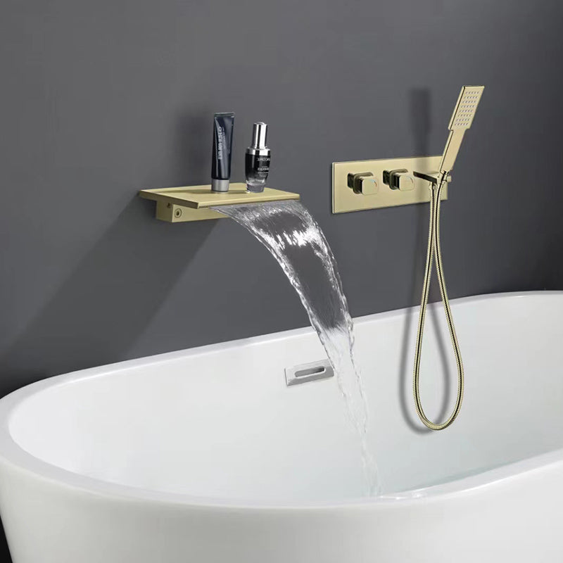 Deck Mounted Copper Roman Tub Faucet Waterfall Low Arc Roman Tub Faucet