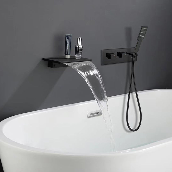 Deck Mounted Copper Roman Tub Faucet Waterfall Low Arc Roman Tub Faucet