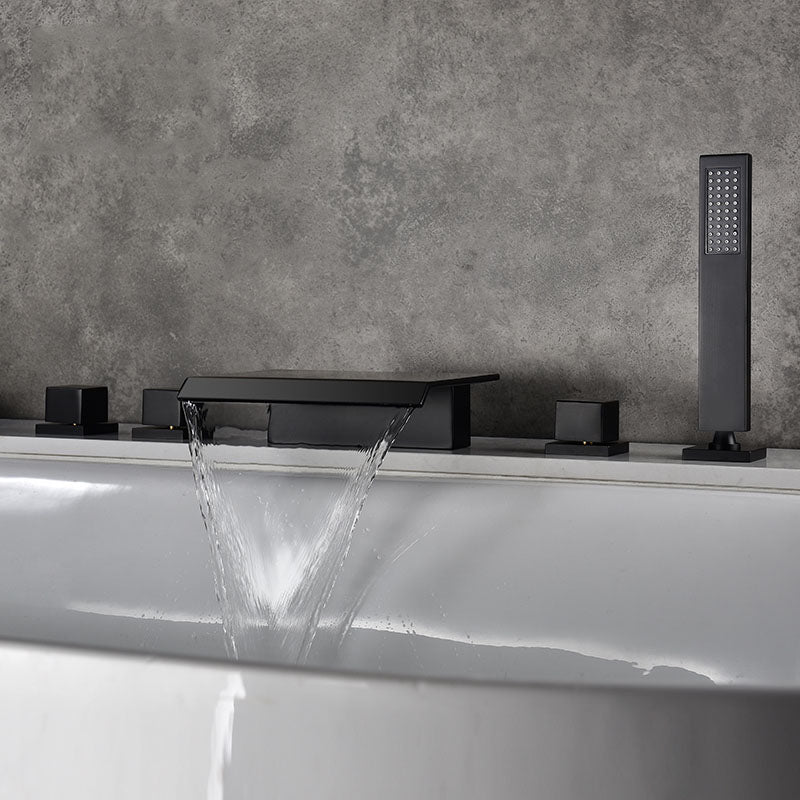 Modern Roman Tub Faucet with Waterfall Spout Deck Mount Bathroom Faucet