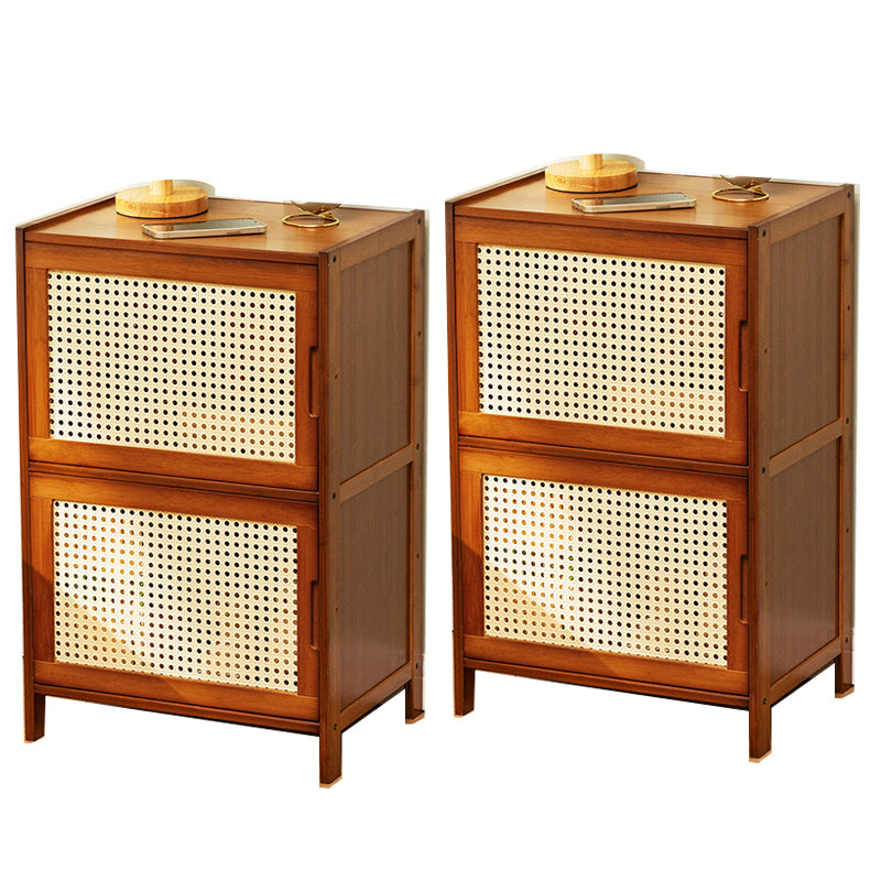 Modern Kids Nightstand Flat Top Wooden Youth Nightstand with Doors