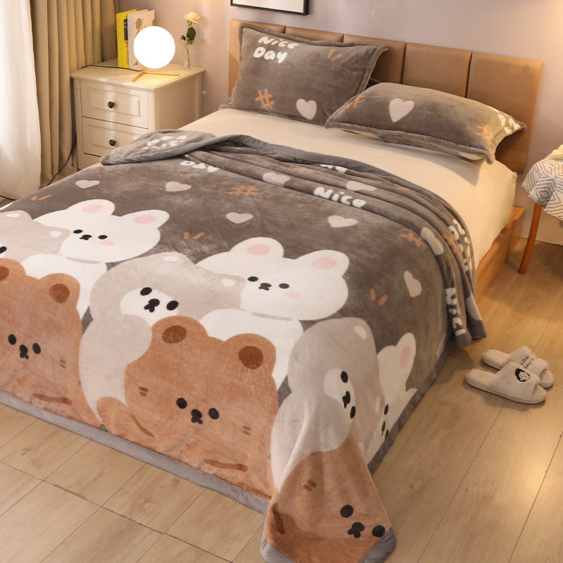 Popular Bed Sheet Cartoon Patterned Fade Resistant Non-Pilling Flannel Bed Sheet