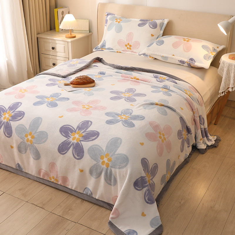 Popular Bed Sheet Cartoon Patterned Fade Resistant Non-Pilling Flannel Bed Sheet