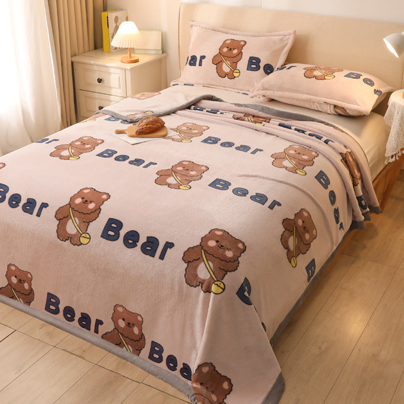 Popular Bed Sheet Cartoon Patterned Fade Resistant Non-Pilling Flannel Bed Sheet