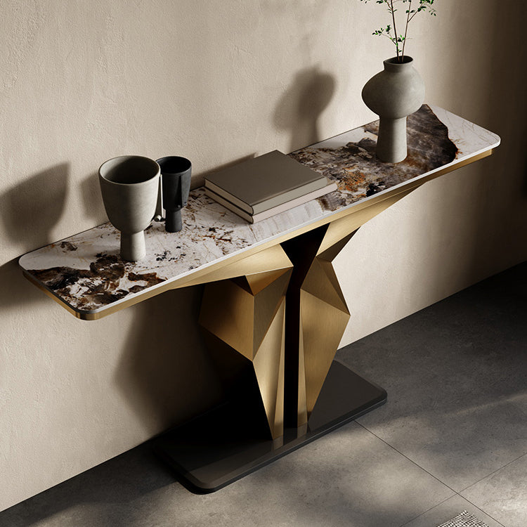 Glam Metal Console Table Rectangle Console Sofa Table for Hall
