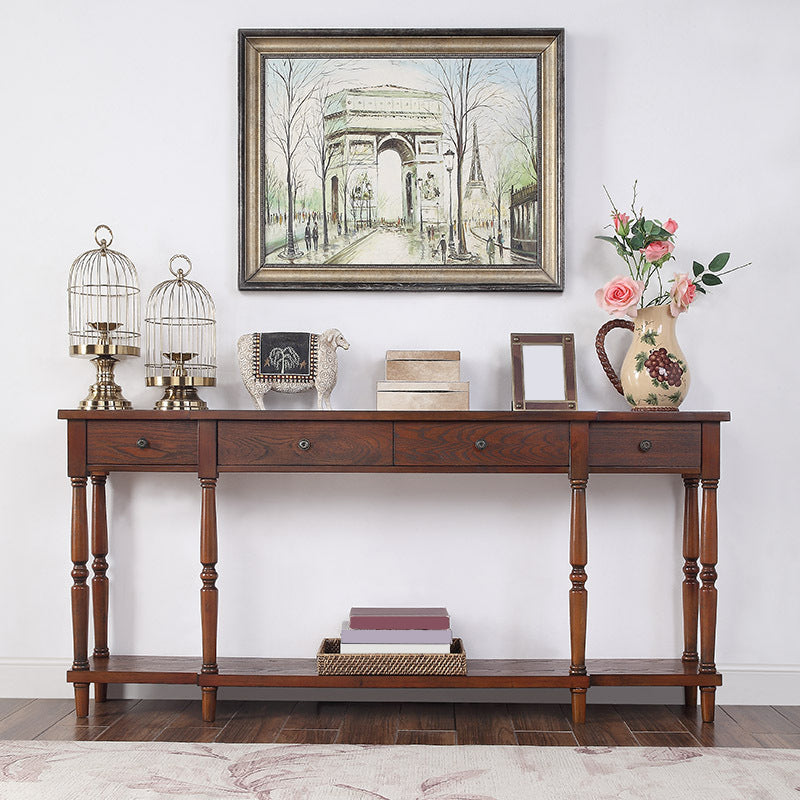 Mid Century Modern Wood Console Table Drawers Included Console Sofa Table for Hall