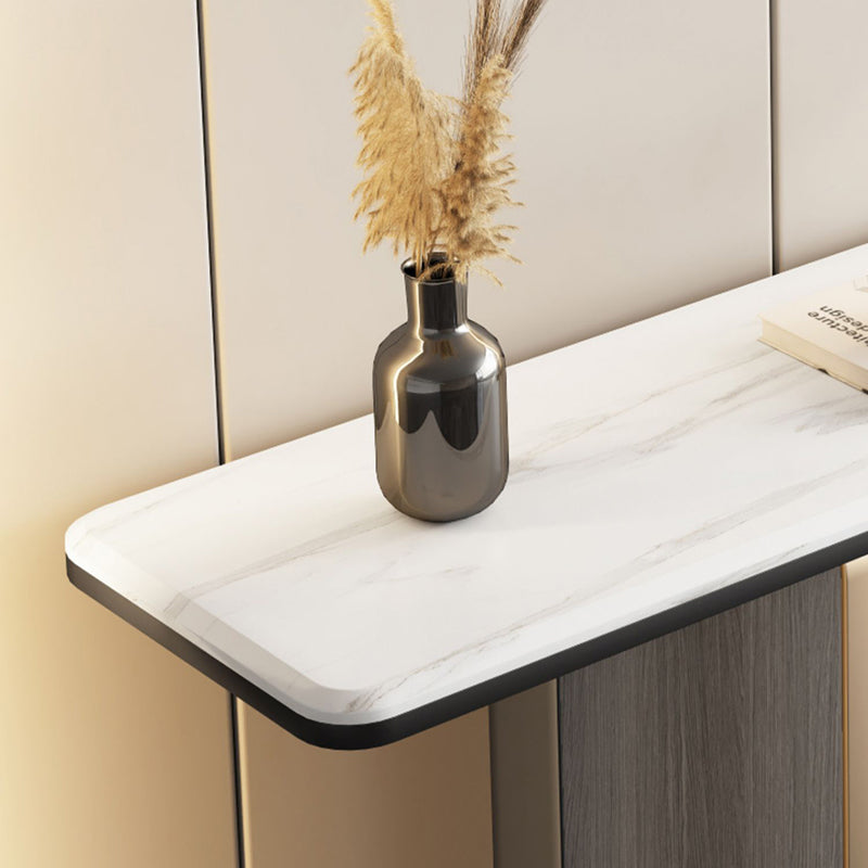 Glam White Accent Table Scratch Resistant Sofa Console Table for Hall