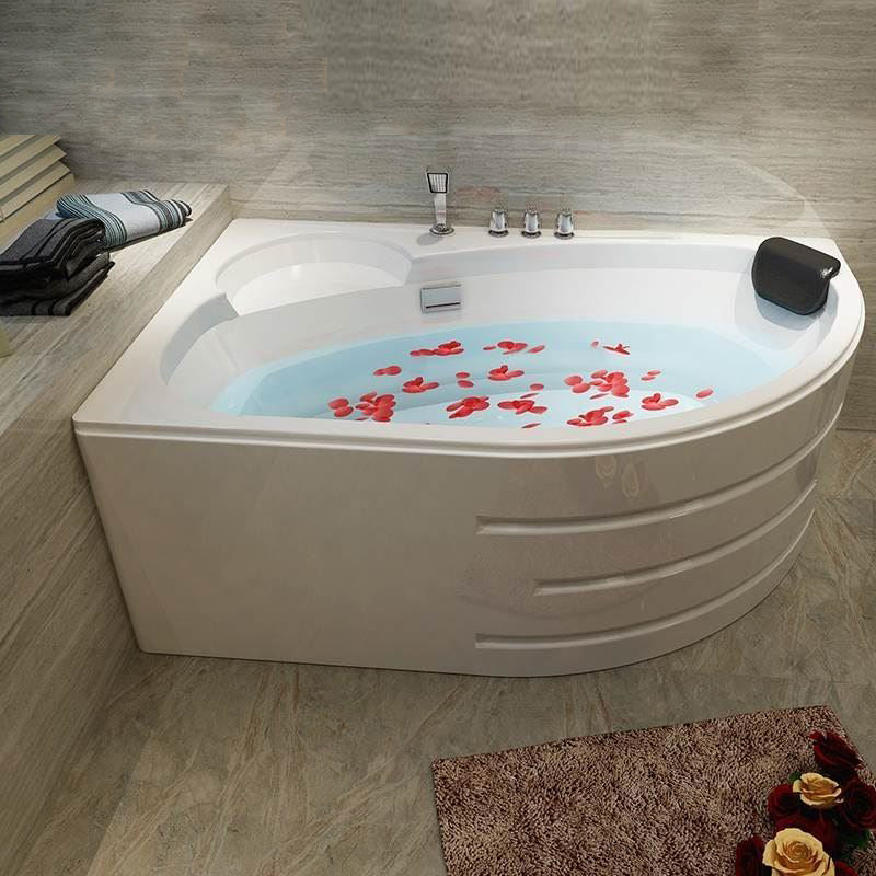 Back to Wall Bath Corner Acrylic Soaking White Modern Bathtub