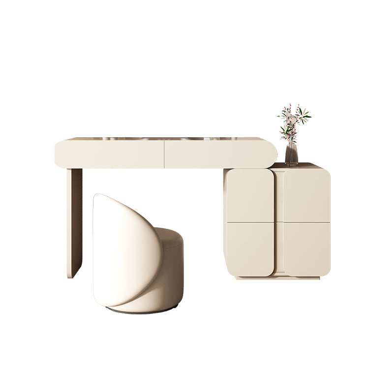 Contemporary 29.5" Height Slate Top Table Makeup Vanity with Drawers