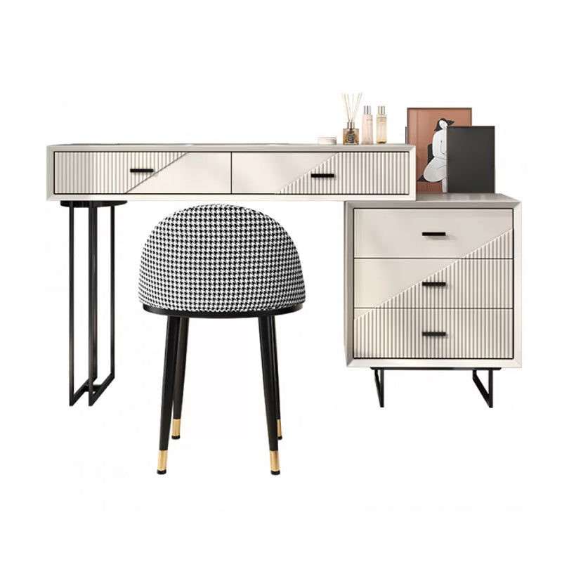 Scandinavian Stone White Vanity Desk 5-Drawers Vanity Dressing Table