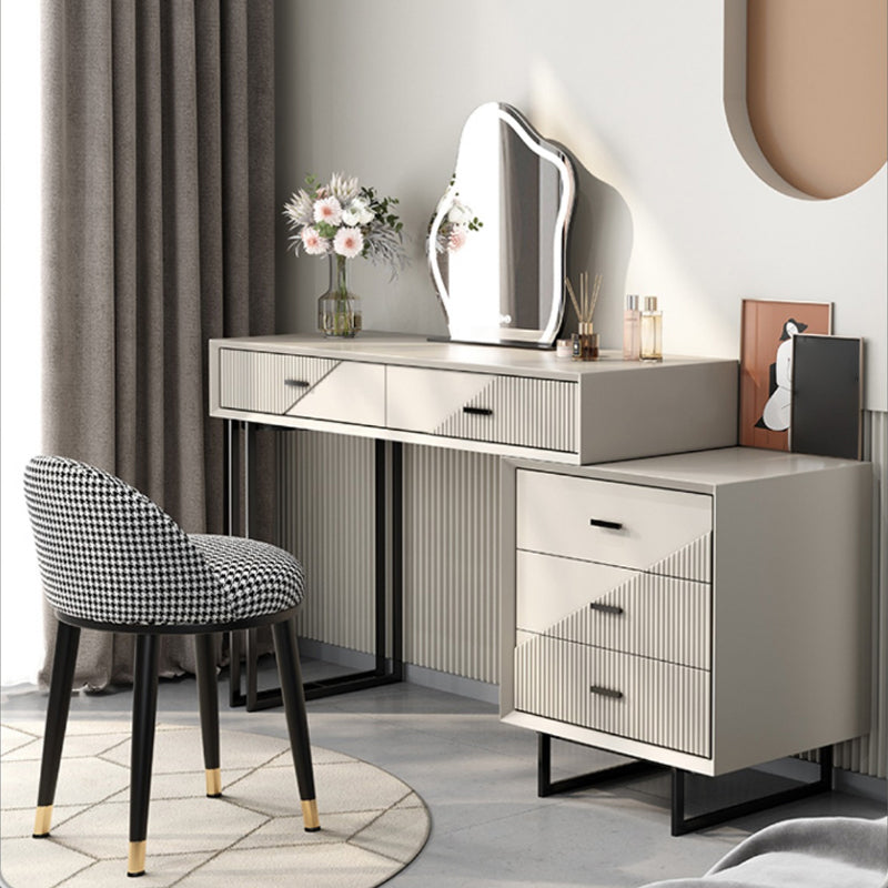 Scandinavian Stone White Vanity Desk 5-Drawers Vanity Dressing Table
