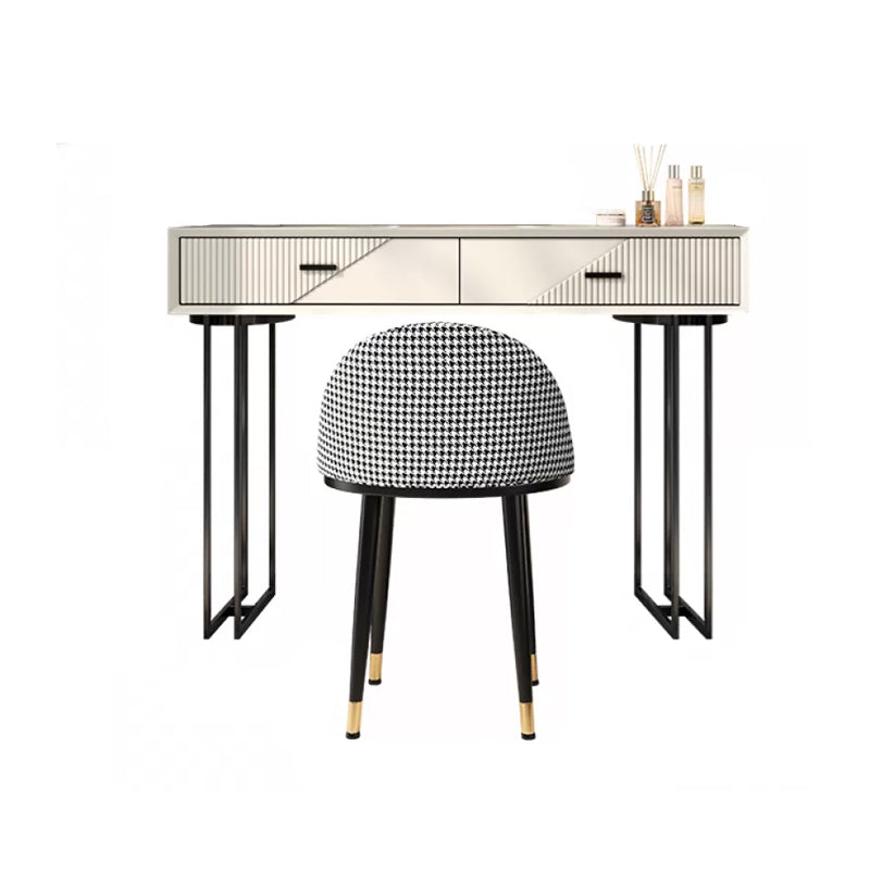 Scandinavian Stone White Vanity Desk 5-Drawers Vanity Dressing Table