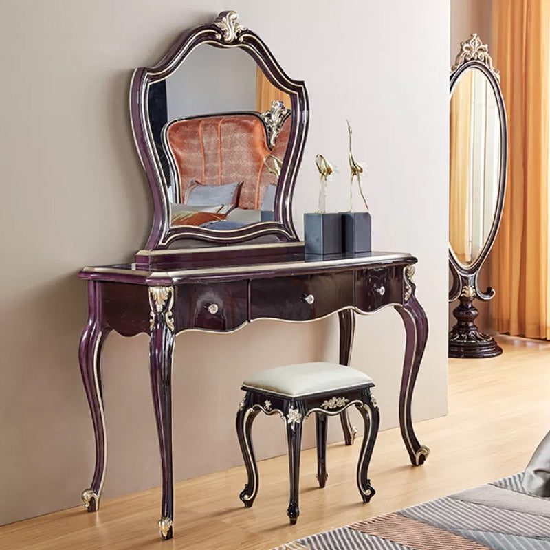 3-Drawers Mirror Table Dressing Table Victorian Solid Wood Make-up Vanity