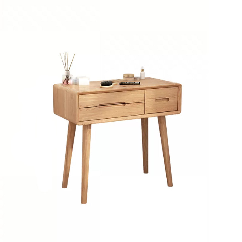 Traditional 3-Drawer Makeup Vanity Desk Solid Wood Vanity Dressing Table
