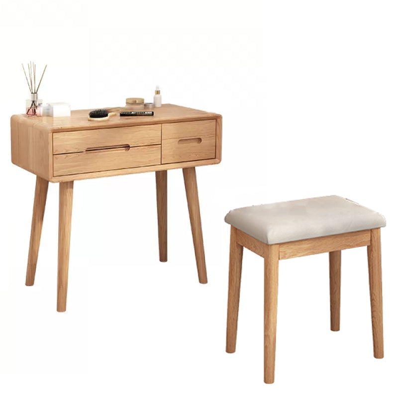 Traditional 3-Drawer Makeup Vanity Desk Solid Wood Vanity Dressing Table