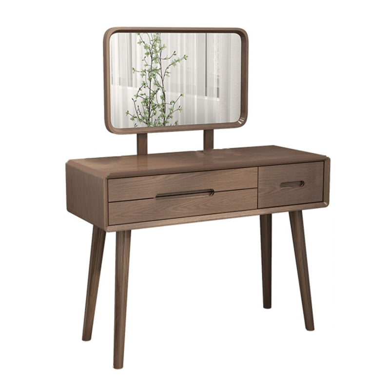 Traditional 3-Drawer Makeup Vanity Desk Solid Wood Vanity Dressing Table