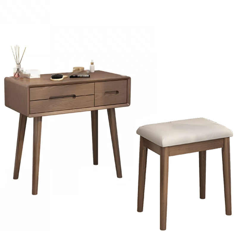 Traditional 3-Drawer Makeup Vanity Desk Solid Wood Vanity Dressing Table