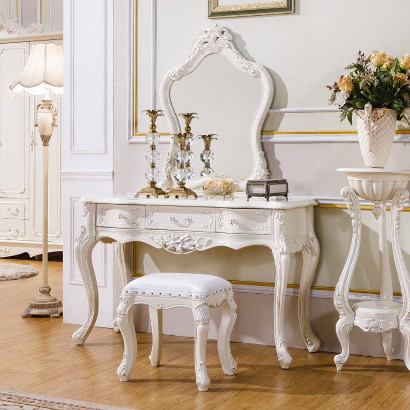 Victorian 19.68" Wide Makeup Table Solid Wood Mirrored Makeup Vanity with Drawers