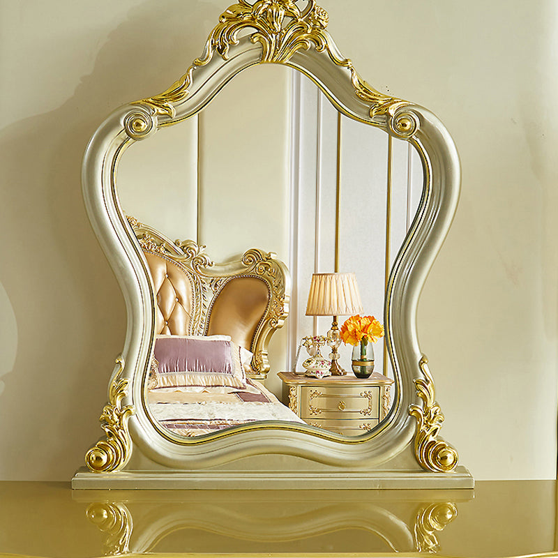 Victorian 19.68" Wide Makeup Table Solid Wood Mirrored Makeup Vanity with Drawers