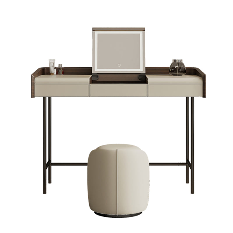 Glam Faux Leather Makeup Vanity Desk Bedroom Vanity Dressing Table