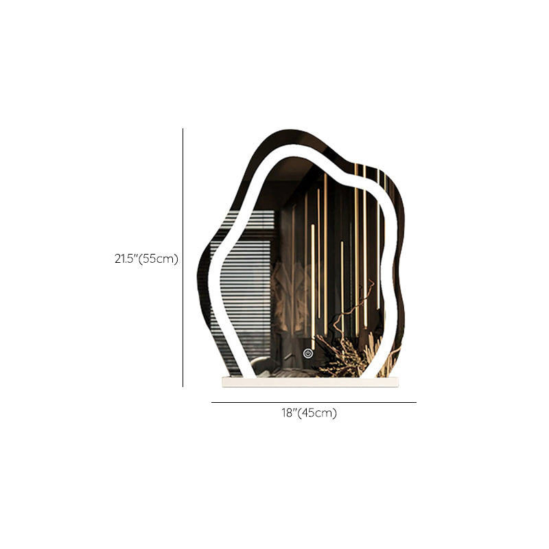 Contemporary Stone Top Vanity Table Set with Mirror and Stool Glam Slate Dressing Table