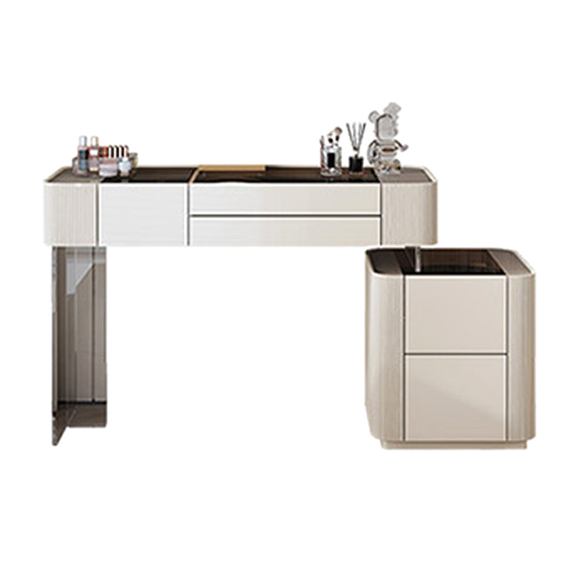 Glam Bedroom Makeup Vanity Desk Glass Vanity Dressing Table Set