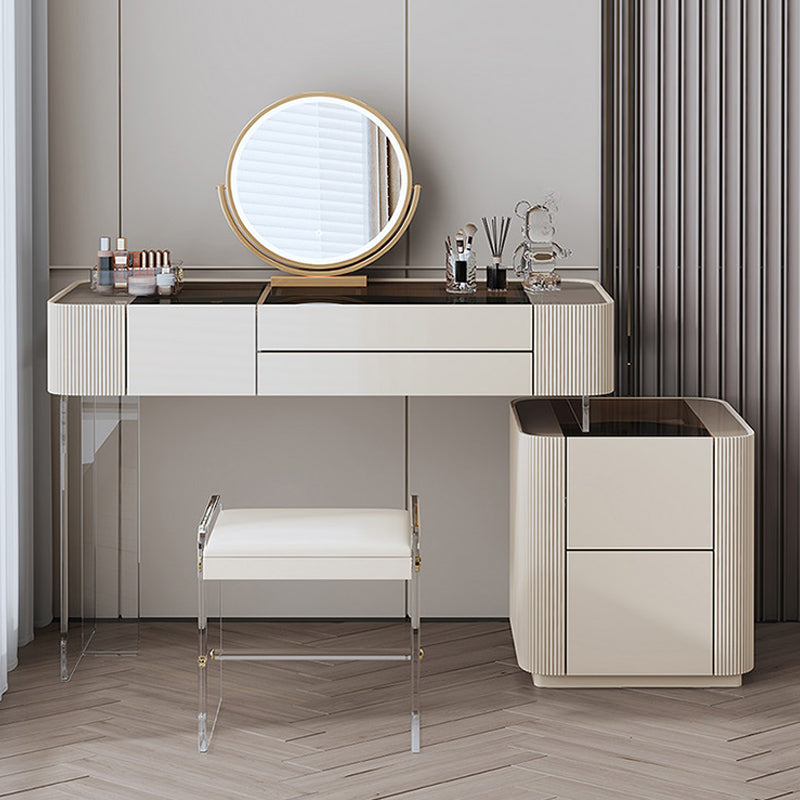 Glam Bedroom Makeup Vanity Desk Glass Vanity Dressing Table Set