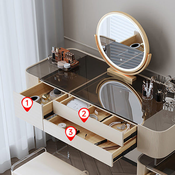 Glam Bedroom Makeup Vanity Desk Glass Vanity Dressing Table Set