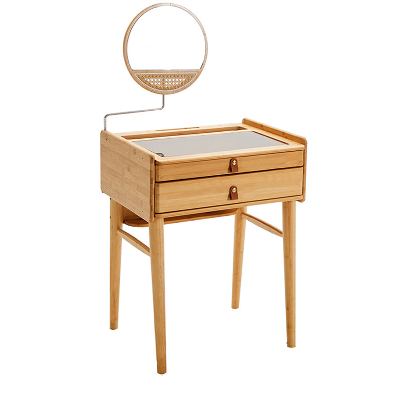 Contemporary Wood Vanity with 2/3 Storage Drawers Makeup Vanity Desk with Stool and Mirror