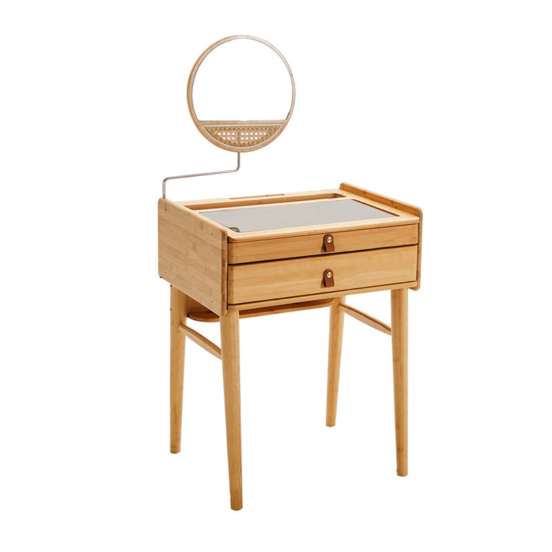 Contemporary Wood Vanity with 2/3 Storage Drawers Makeup Vanity Desk with Stool and Mirror