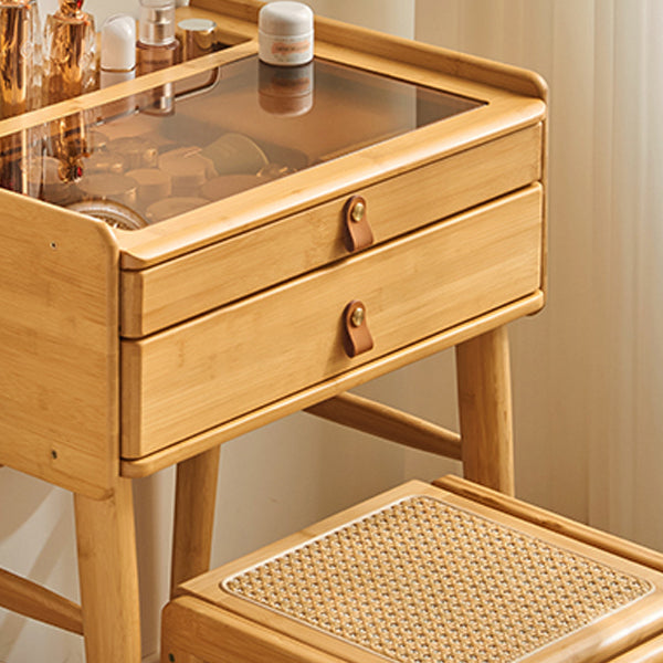 Contemporary Wood Vanity with 2/3 Storage Drawers Makeup Vanity Desk with Stool and Mirror