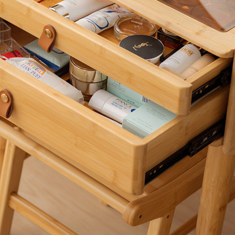 Contemporary Wood Vanity with 2/3 Storage Drawers Makeup Vanity Desk with Stool and Mirror