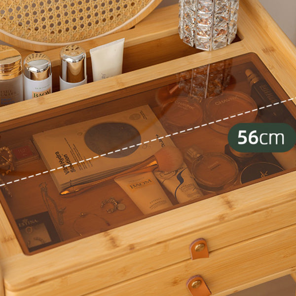 Contemporary Wood Vanity with 2/3 Storage Drawers Makeup Vanity Desk with Stool and Mirror