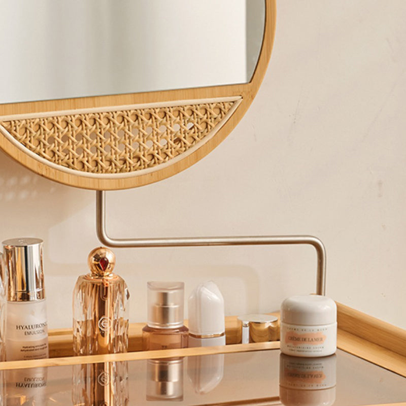 Contemporary Wood Vanity with 2/3 Storage Drawers Makeup Vanity Desk with Stool and Mirror