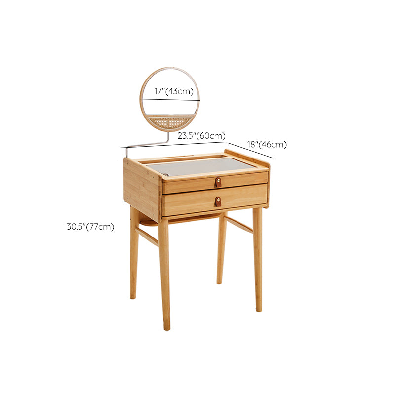 Contemporary Wood Vanity with 2/3 Storage Drawers Makeup Vanity Desk with Stool and Mirror