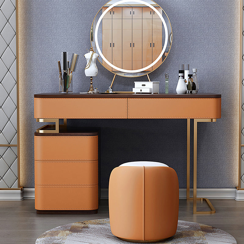 Glam Bedroom Makeup Vanity Desk Faux Leather Vanity Dressing Table