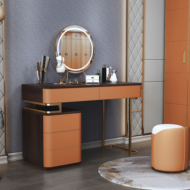 Glam Bedroom Makeup Vanity Desk Faux Leather Vanity Dressing Table