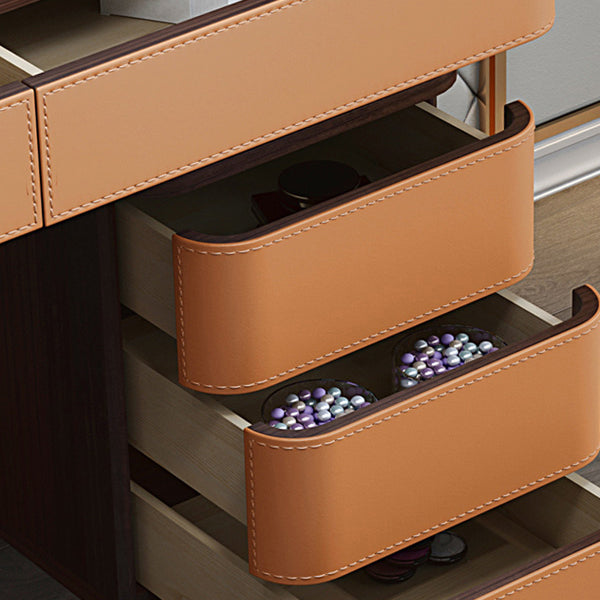 Glam Bedroom Makeup Vanity Desk Faux Leather Vanity Dressing Table