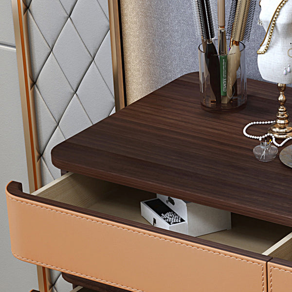 Glam Bedroom Makeup Vanity Desk Faux Leather Vanity Dressing Table