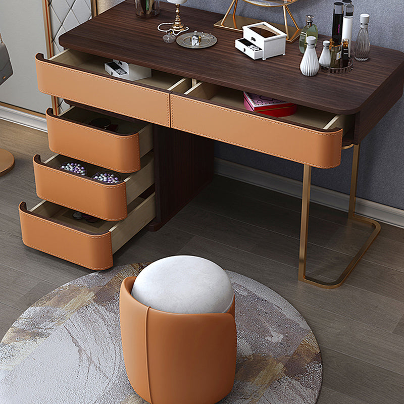 Glam Bedroom Makeup Vanity Desk Faux Leather Vanity Dressing Table