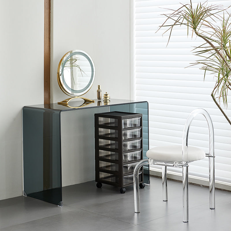 Contemporary Glass Make-up Vanity Glass Top Vanity Set for Bedroom