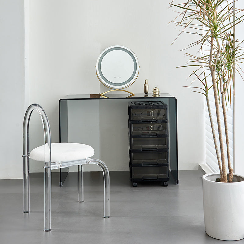 Contemporary Glass Make-up Vanity Glass Top Vanity Set for Bedroom