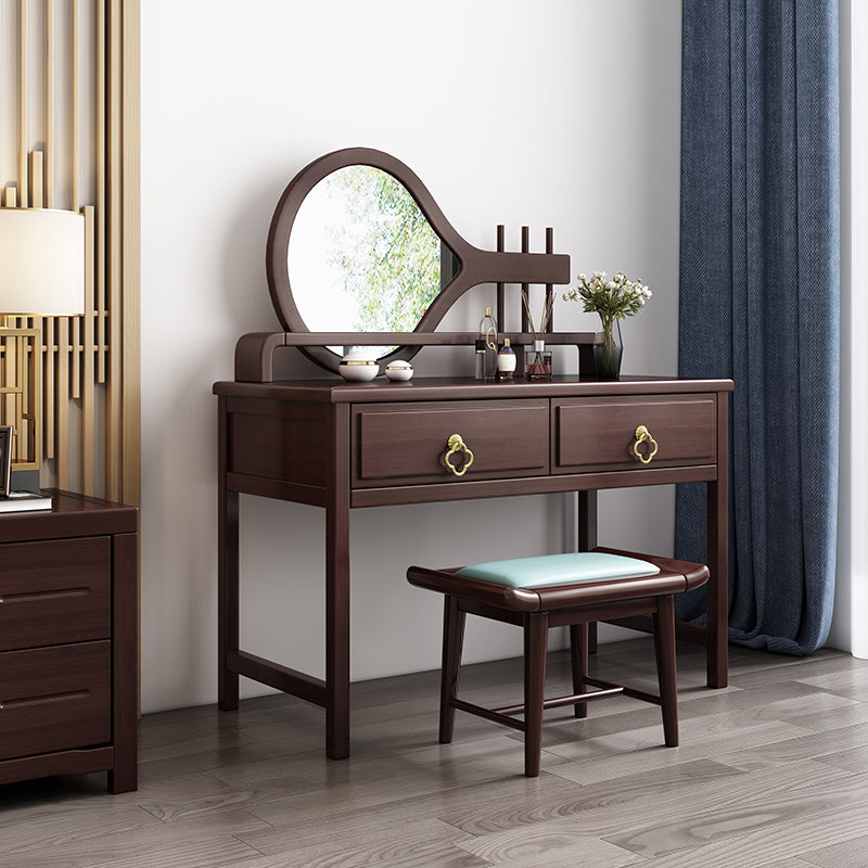 Traditional Style Solid Wood with Drawers Dark Coffee Dressing Table