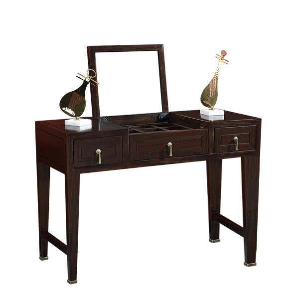 Solid Wood Vanity Dressing Table Traditional Flip-Top Makeup Vanity Table